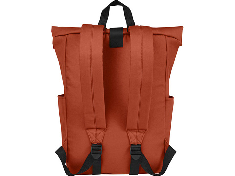 Рюкзак Байрон 15,6 объемом 18 л со скручиваемым верхом, изготовленный из переработанного ПЭТ по стандарту GRS, кирпичный - рис 3.