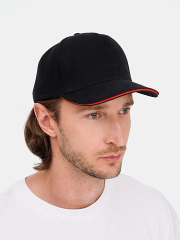 Бейсболка Classic 2.0, черная с красным кантом - рис 9.