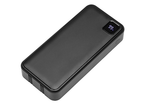 Внешний аккумулятор со встроенными кабелями Фрэйм Про, быстрая зарядка, 20000мач, черный